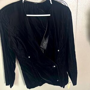 Black Velvet Wrap Blouse